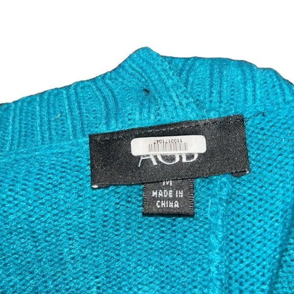 AGB Women's M Medium Knit Sweater Long Sleeves Striped Accent Buttons Turquoise - Picture 7 of 7